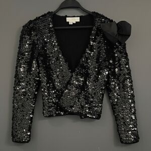 Vintage Black Sequin Jacket with Bow E. Haas & Co